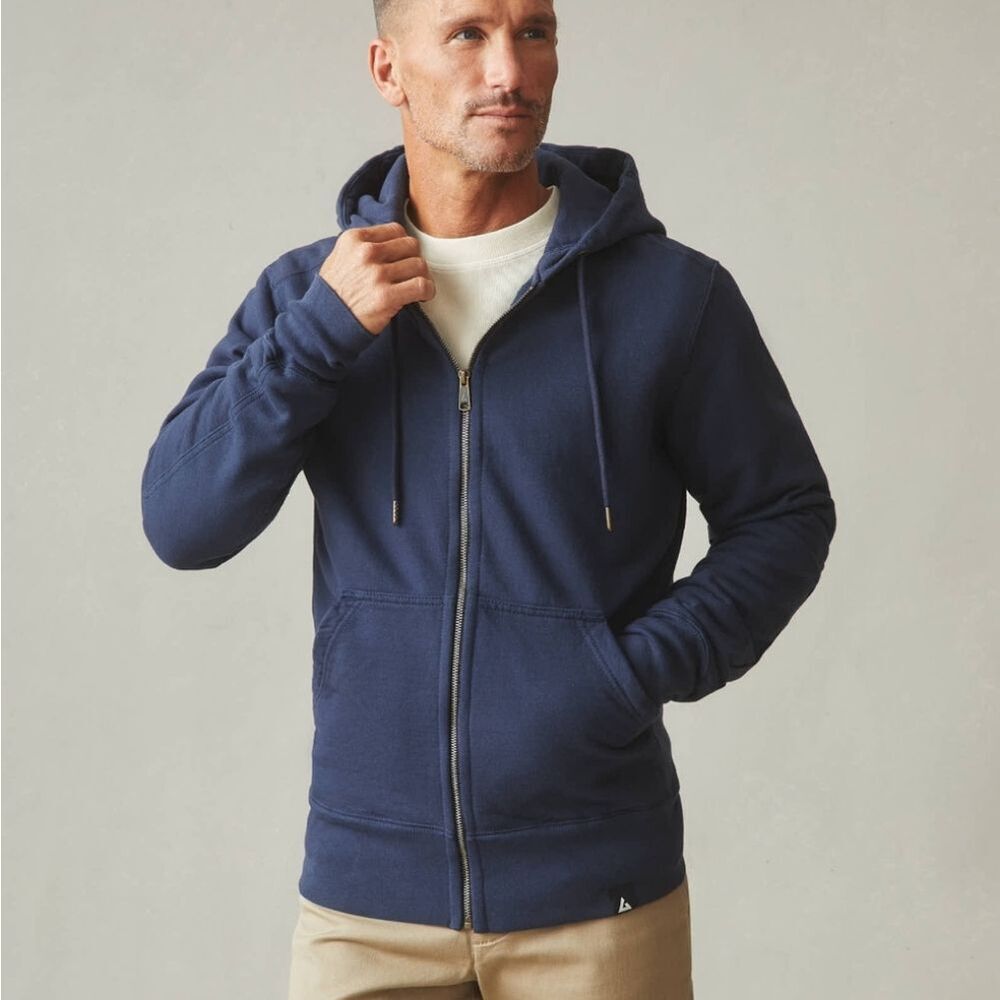 New American Giant Men's Classic Full Zip Dark Oxford Blue Fleece Size Xxl